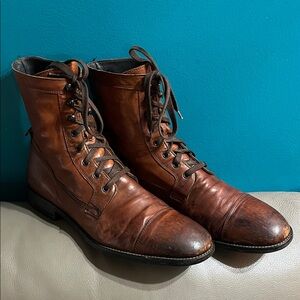To Boot Chestnut Leather Lace-Up Boots